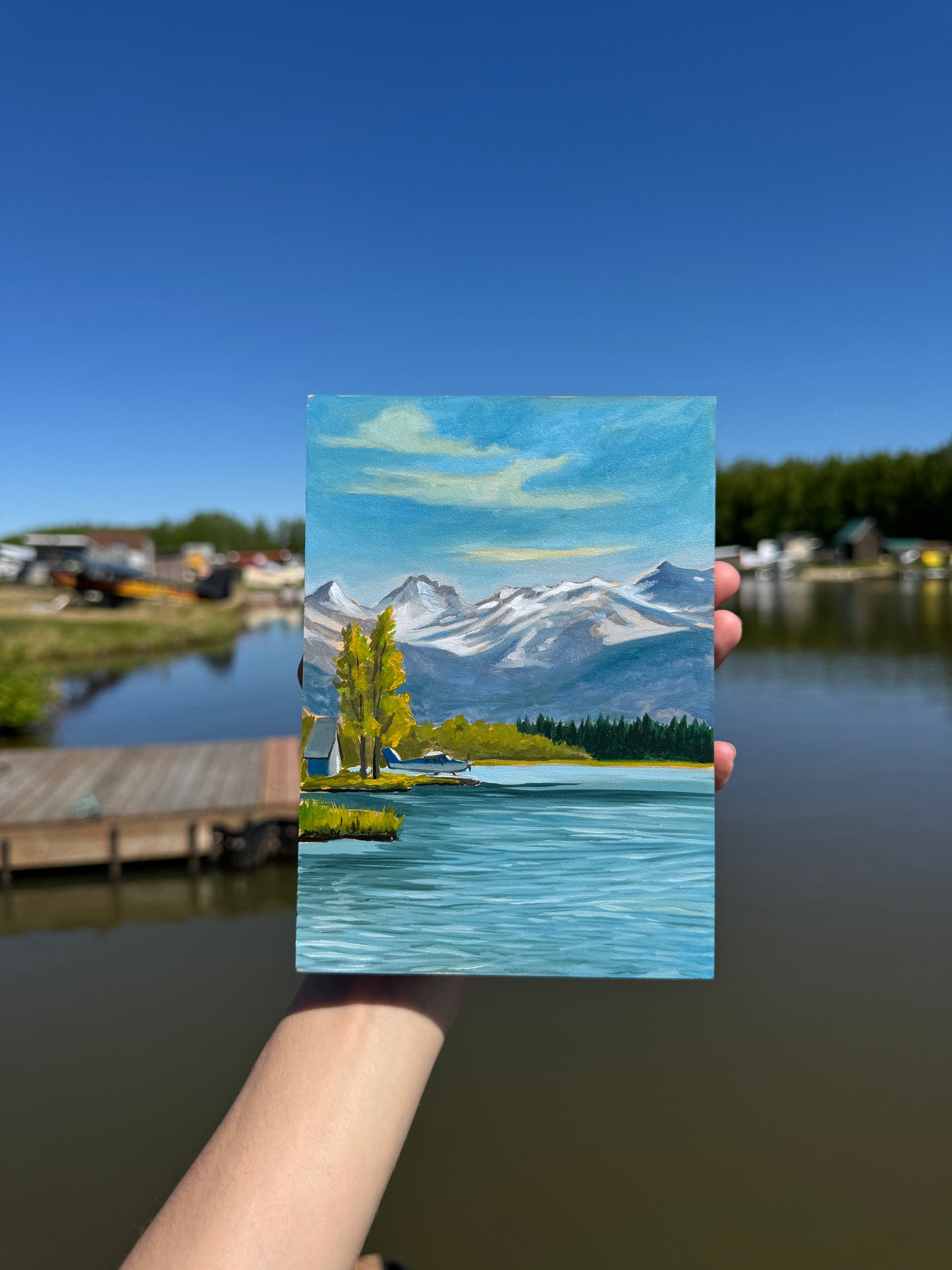 ORIGINAL Lake Hood Plein Air Study 5x7 in