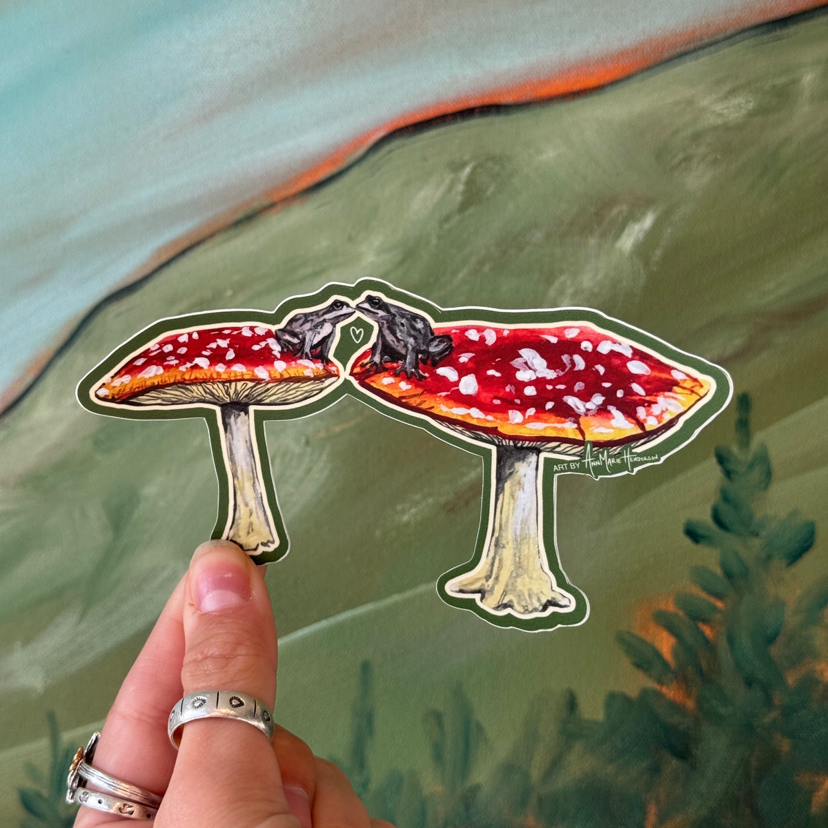 Mushroom + Frogs Sticker