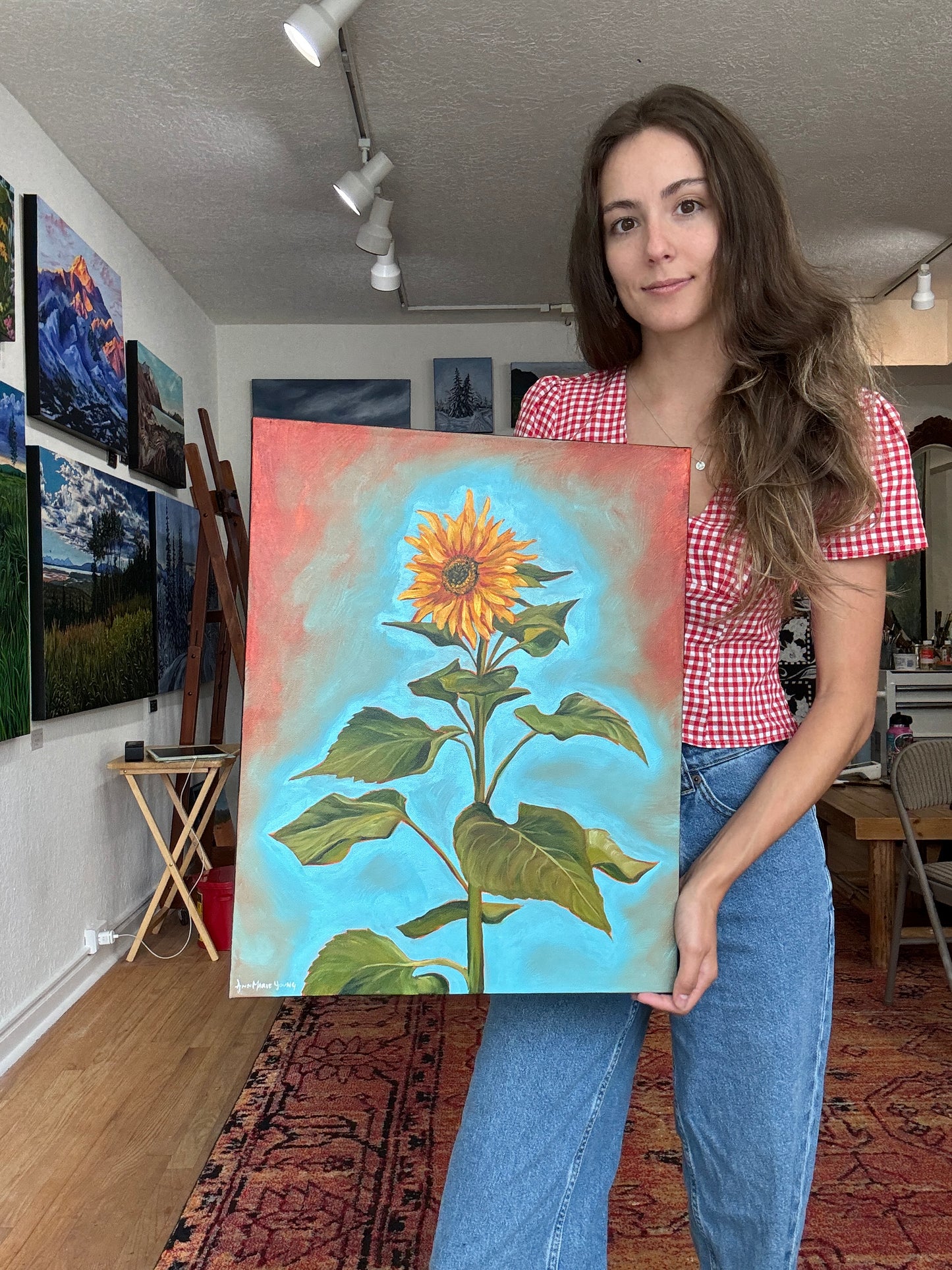 ORIGINAL "Rustic Sunflower" 16x20 in