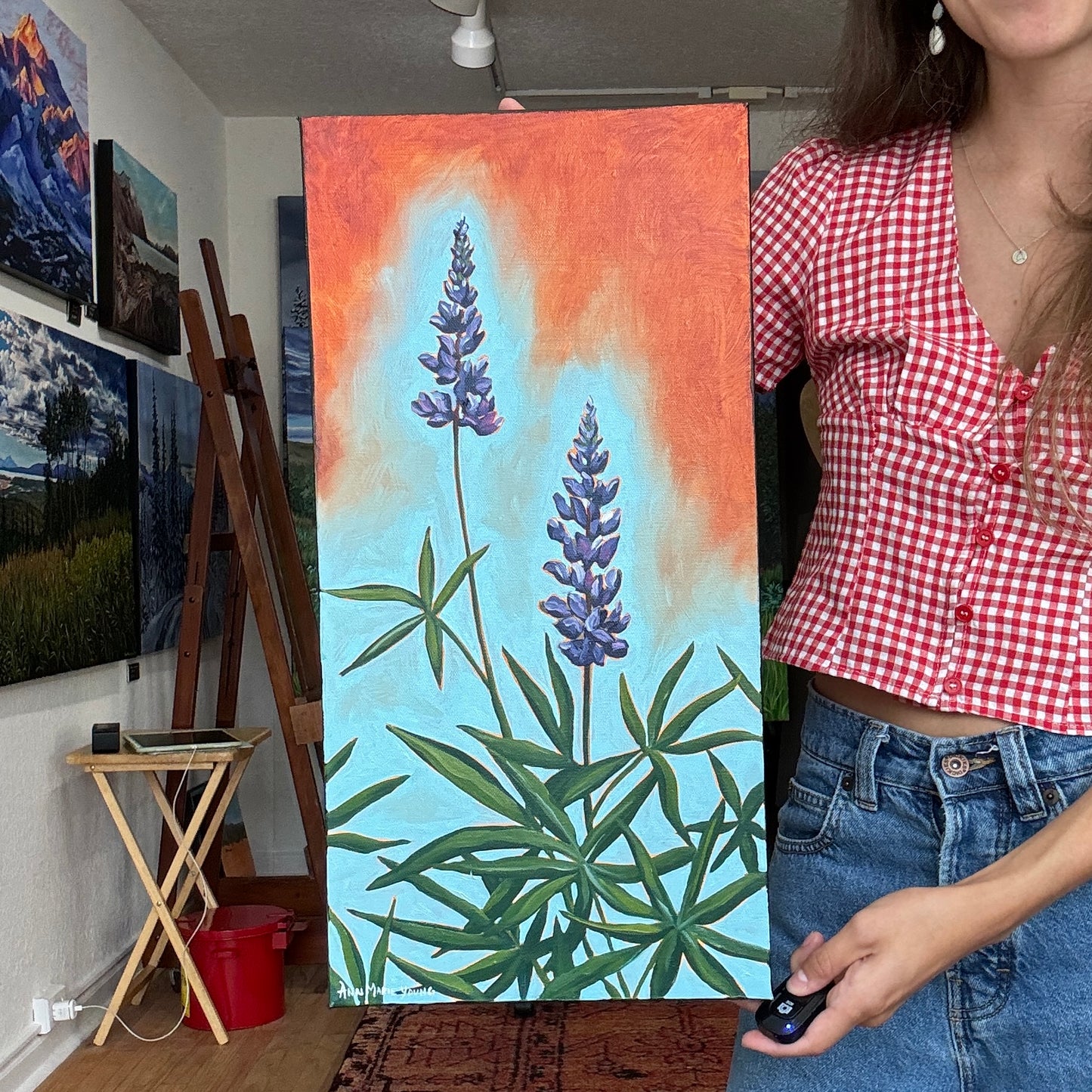 ORIGINAL "Fading Lupine" 10x20 in