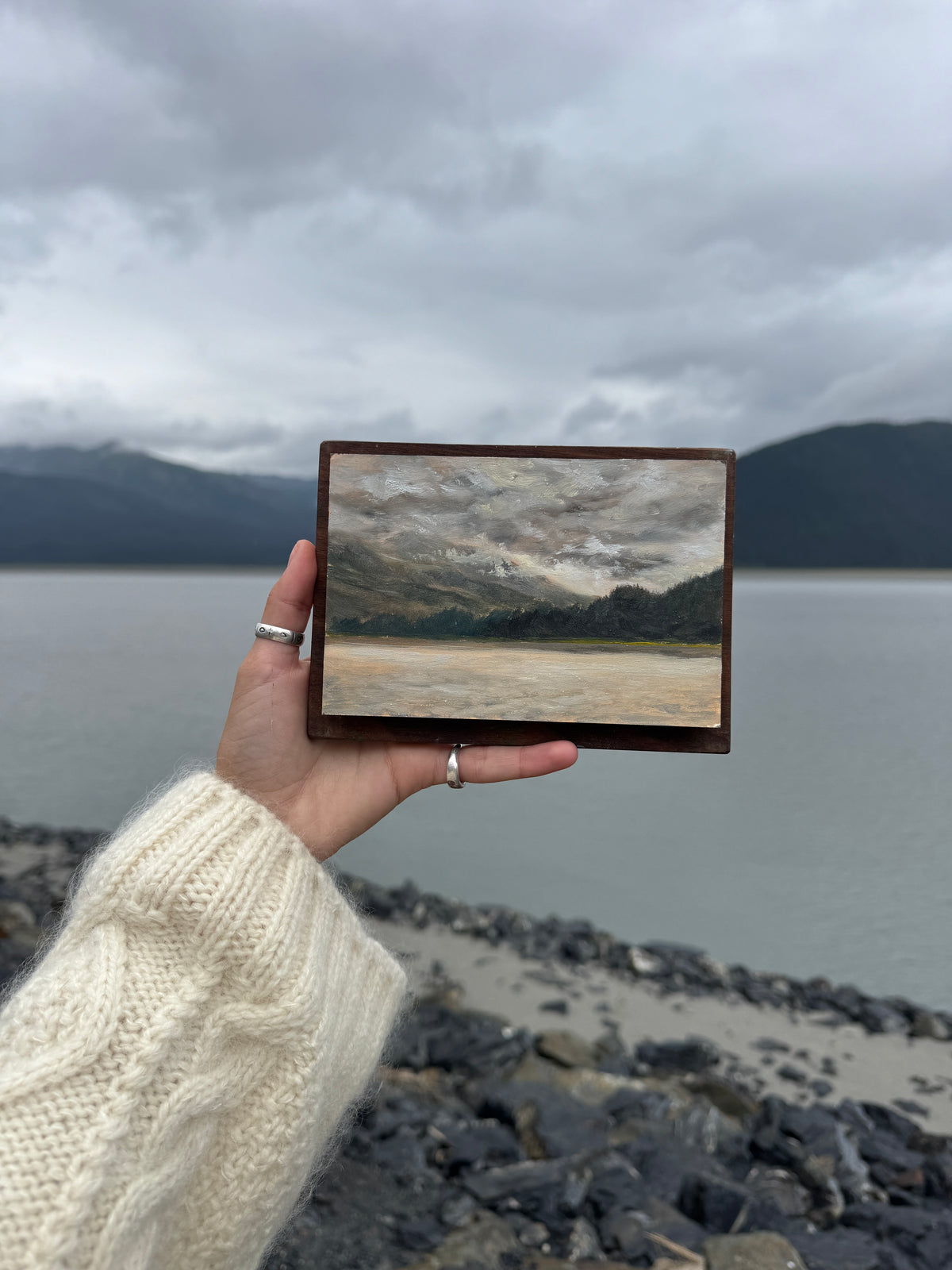 ORIGINAL "Gradient Grays" Plein Air Study 4x6 in