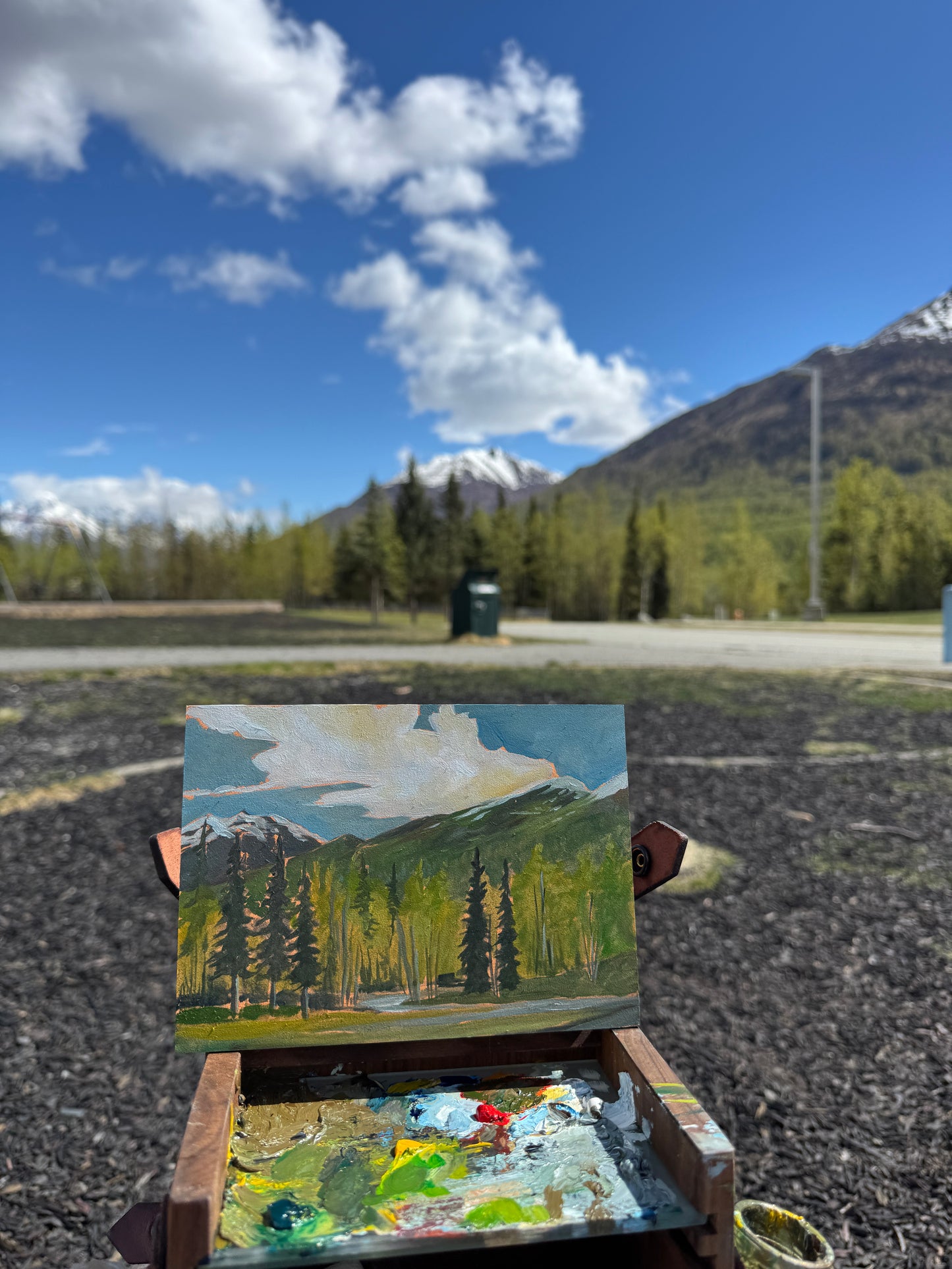 ORIGINAL Alpenglow Elementary Plein Air Study 5x7 in