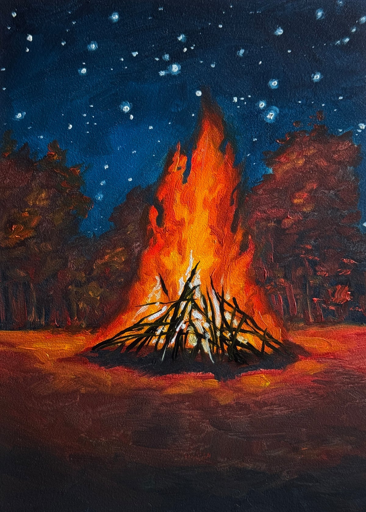 ORIGINAL "Lights at Night"  5x7 in