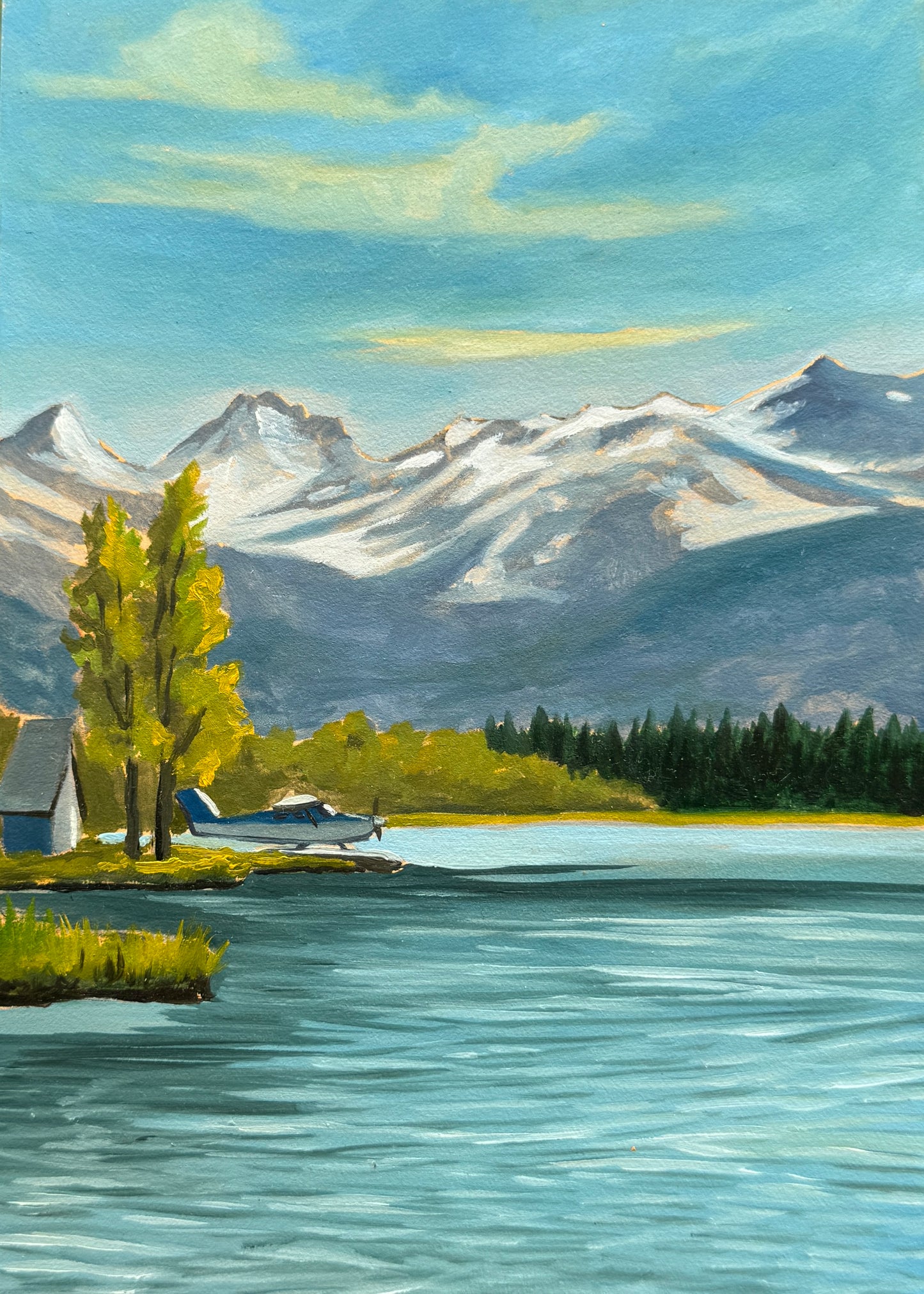 ORIGINAL Lake Hood Plein Air Study 5x7 in