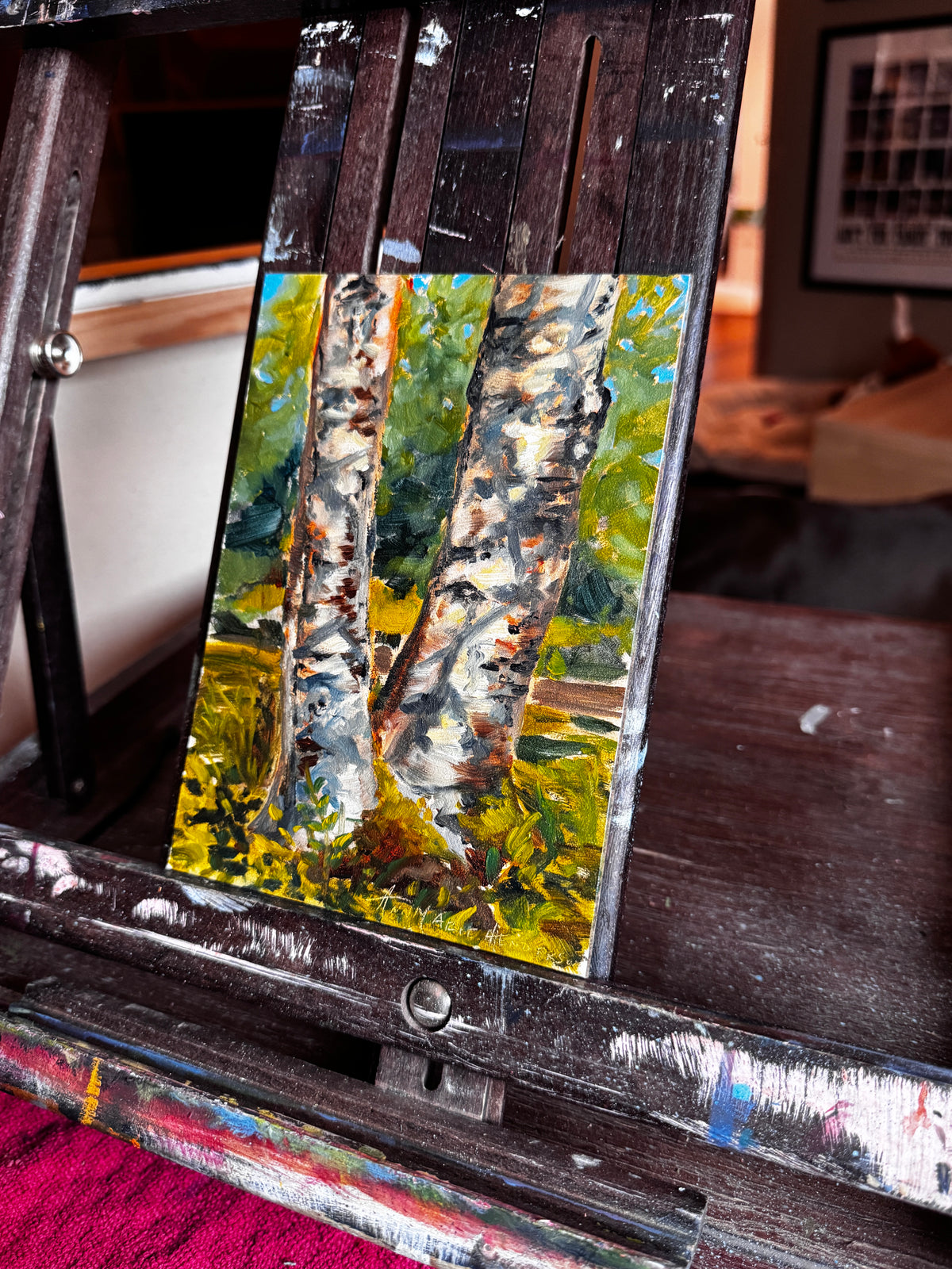 ORIGINAL Birch Bark Plein Air Study 5x7 in