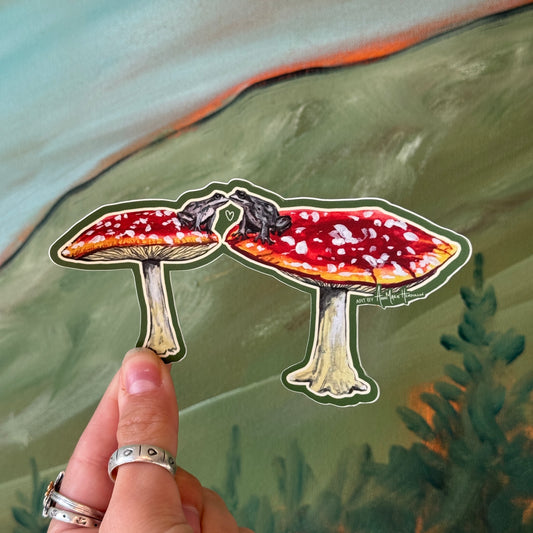 Mushroom + Frogs Sticker