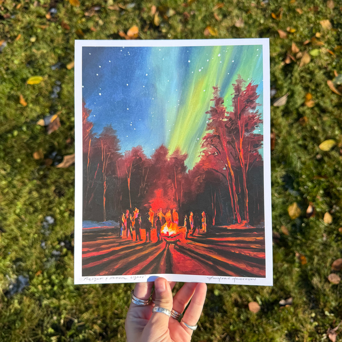 "Firelight and Northern Lights" Print