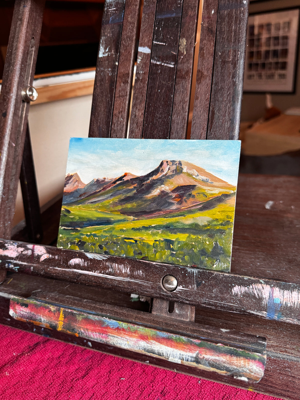 ORIGINAL "Golden Flattop" Plein Air Study 4x6 in