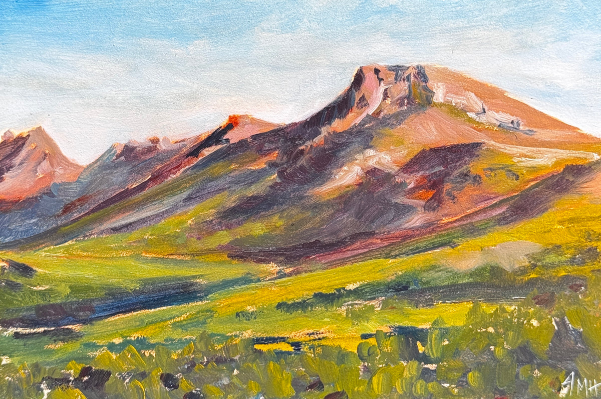 ORIGINAL "Golden Flattop" Plein Air Study 4x6 in