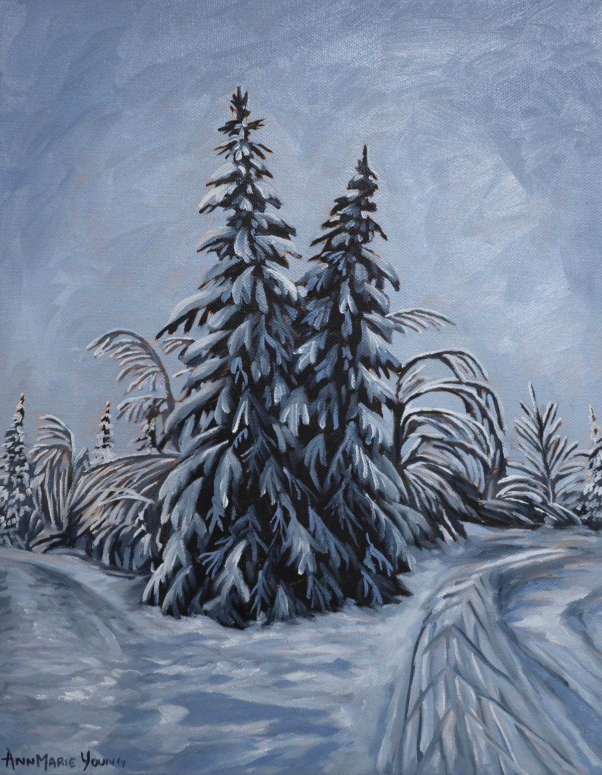ORIGINAL "Ski Trails" 11x14 in