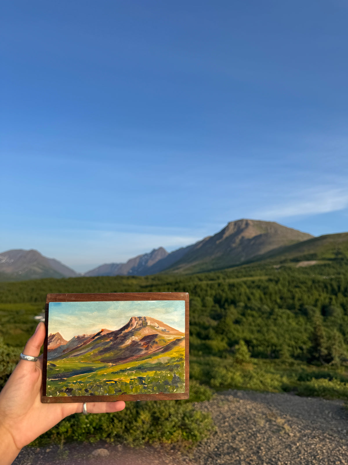 ORIGINAL "Golden Flattop" Plein Air Study 4x6 in