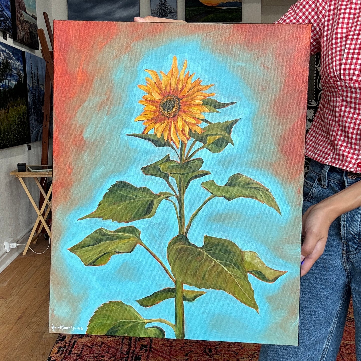 ORIGINAL "Rustic Sunflower" 16x20 in