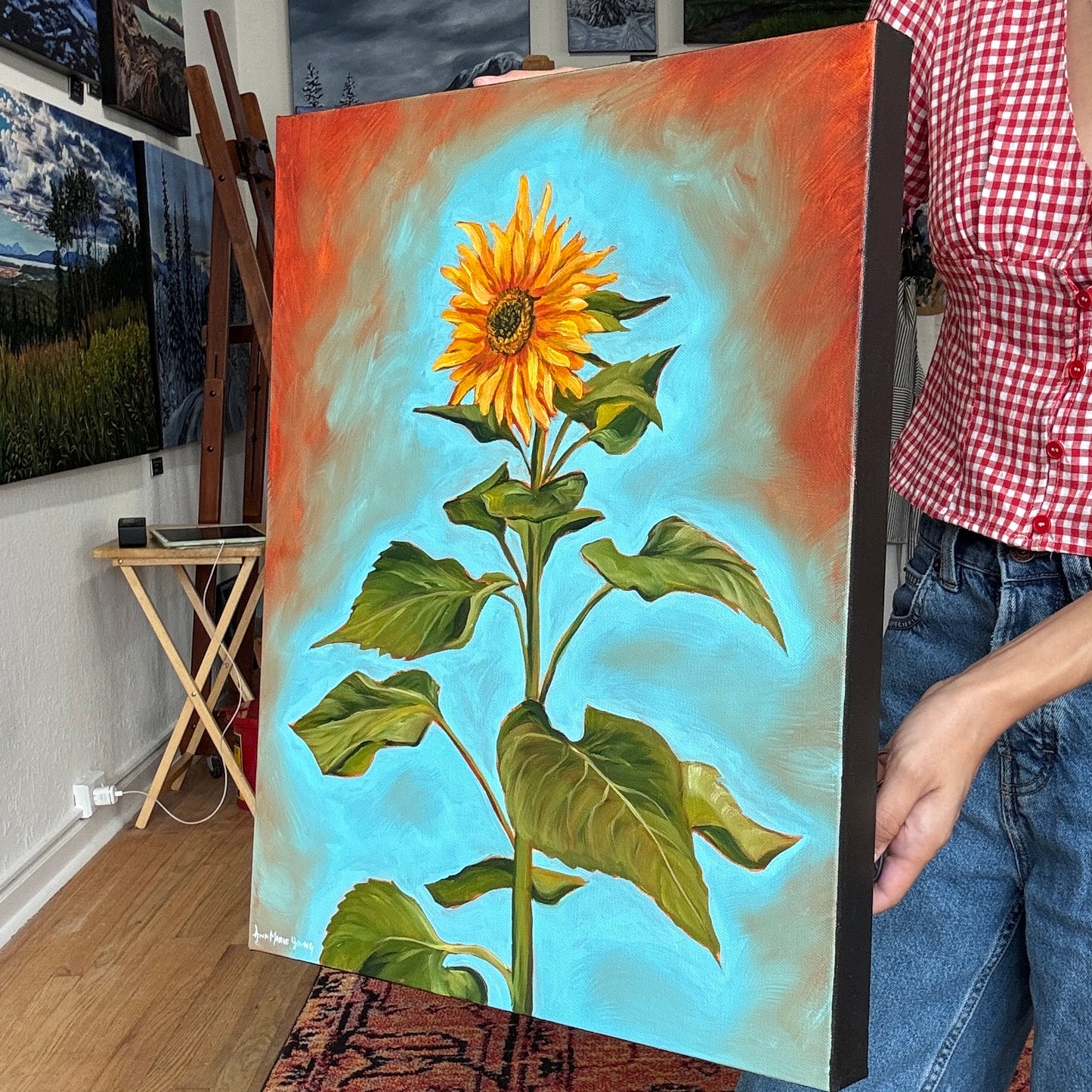 ORIGINAL "Rustic Sunflower" 16x20 in