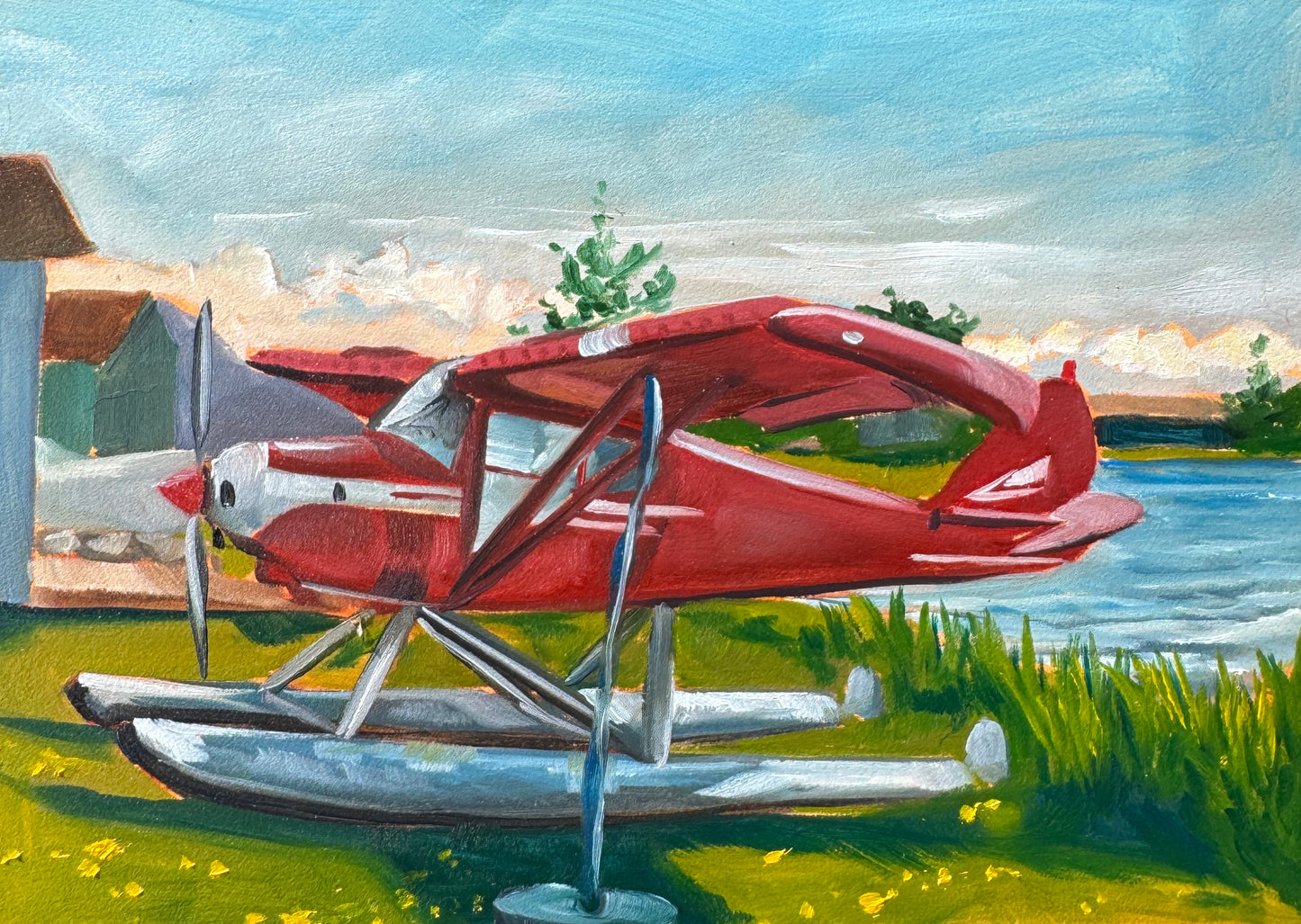 ORIGINAL Lake Hood Plein Air Study 5x7 in